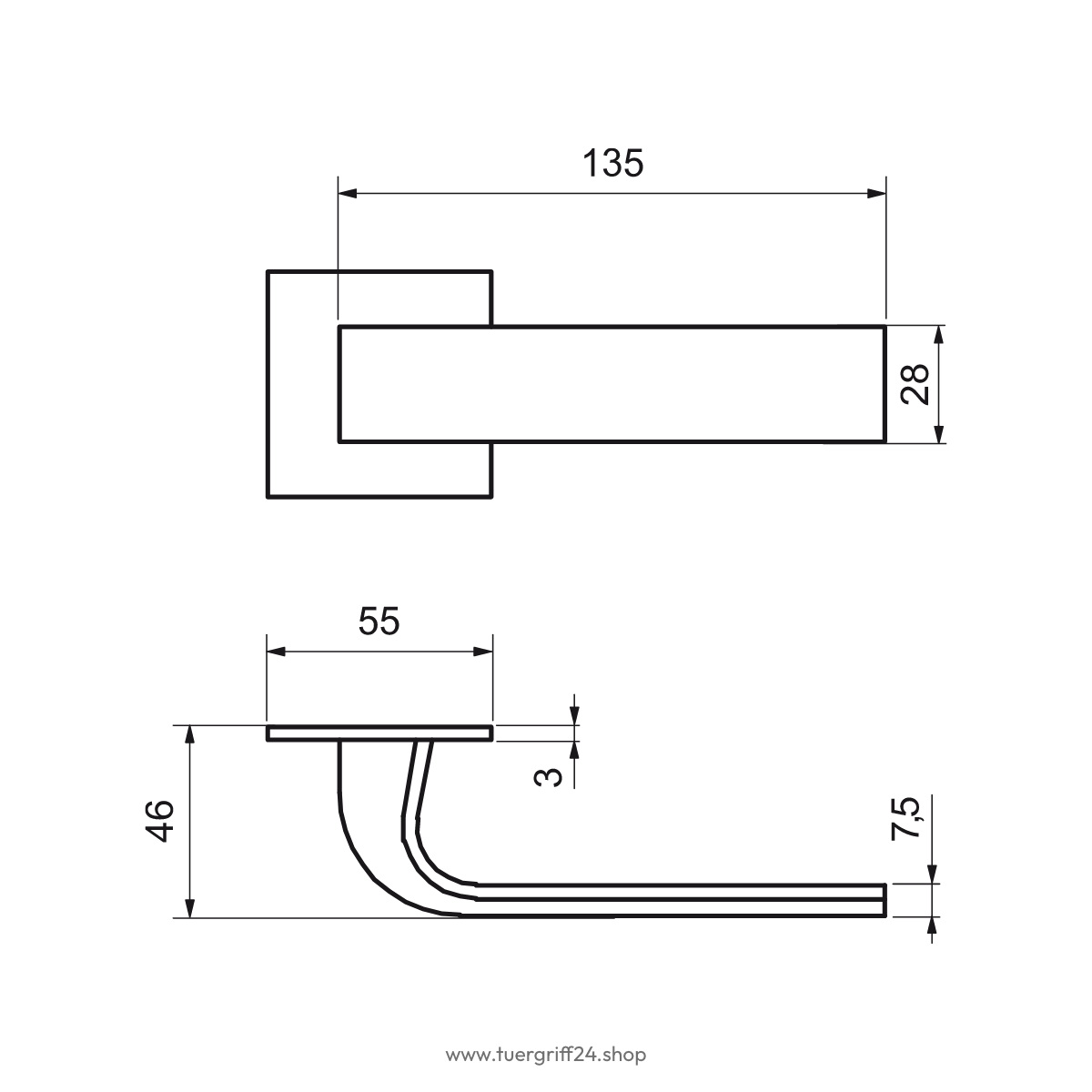 Türgriff Amalfi Flat Square Edelstahl von Griffwelt - Tuergriff24.shop