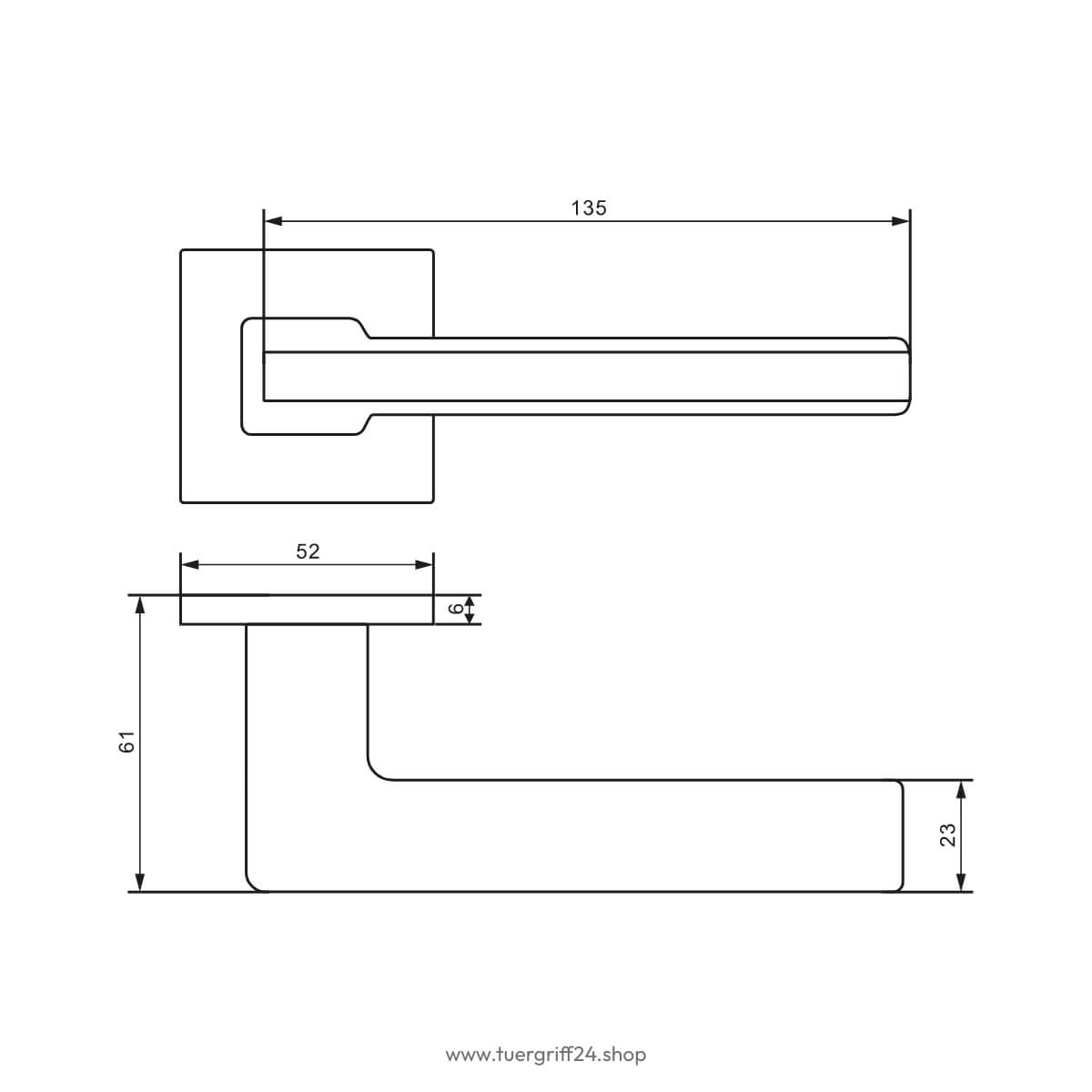 Türgriff Lecce Square Schwarz von Griffwelt - Tuergriff24.shop