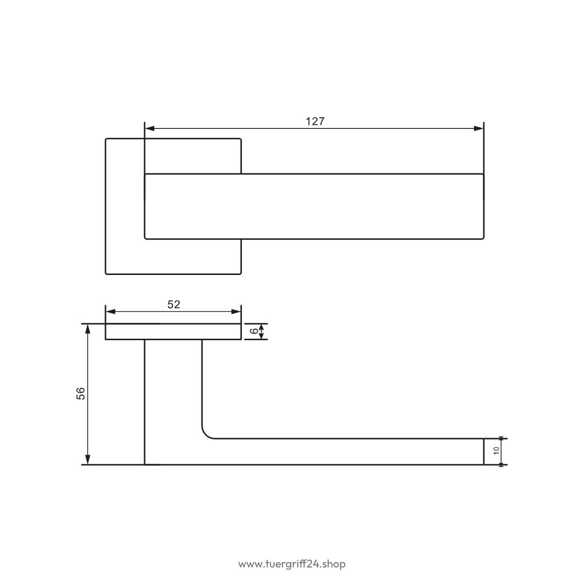 Türgriff Lucca Square Schwarz eckig von Griffwelt - Tuergriff24.shop