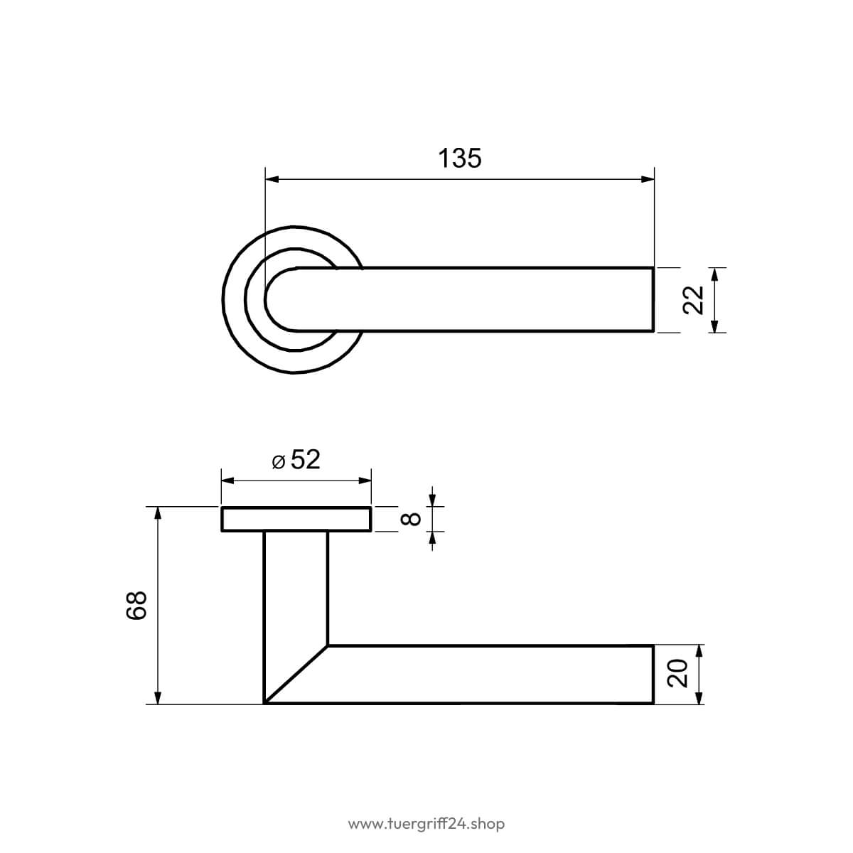 Türgriff Portofino Edelstahl matt rund von Griffwelt - Tuergriff24.shop