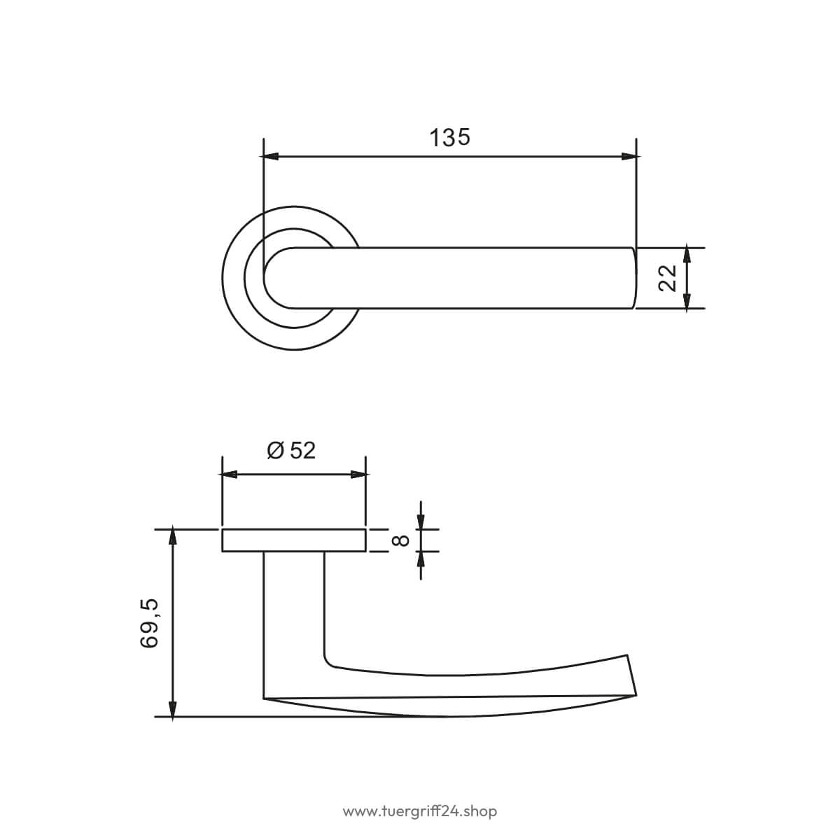 Türgriff Salerno Edelstahl matt von Griffwelt - Tuergriff24.shop